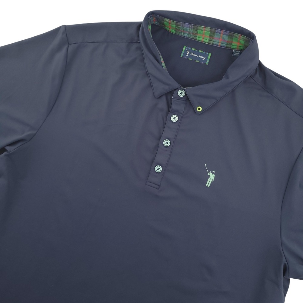 William Murray Polo Shirt Mens XL Blue Solid Golfer Logo Golf Performance Top